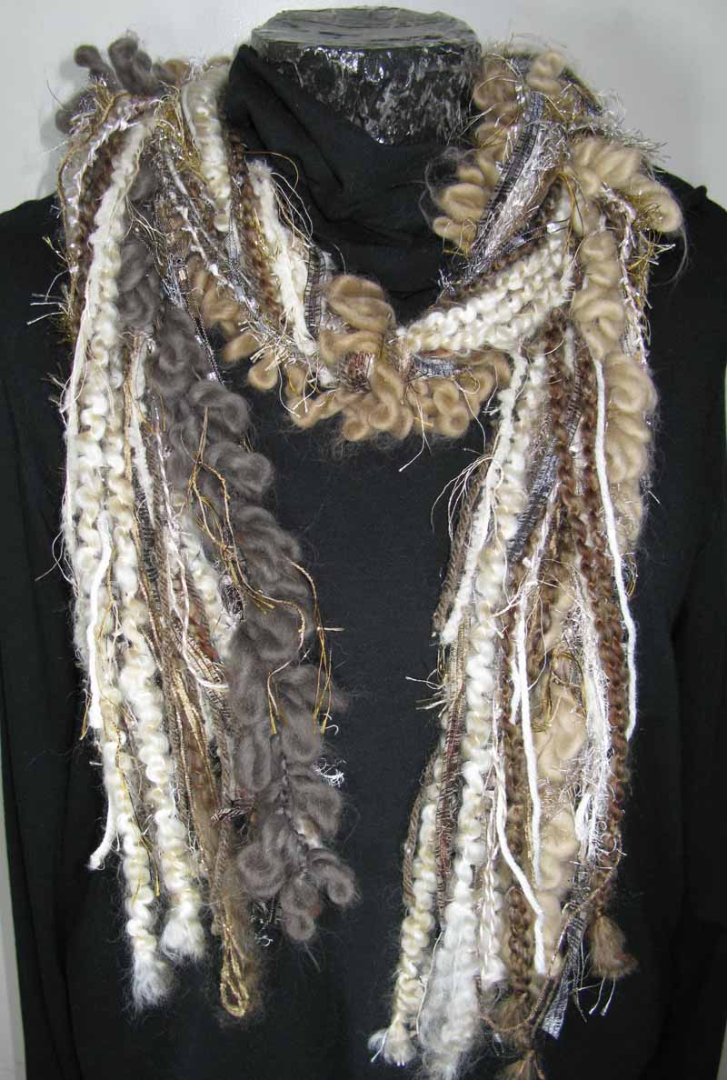 Knotted Fiber Scarf in Creamy Khaki